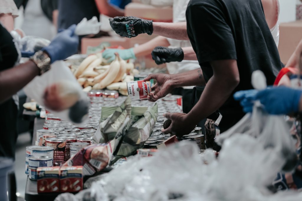 Food bank passing out food