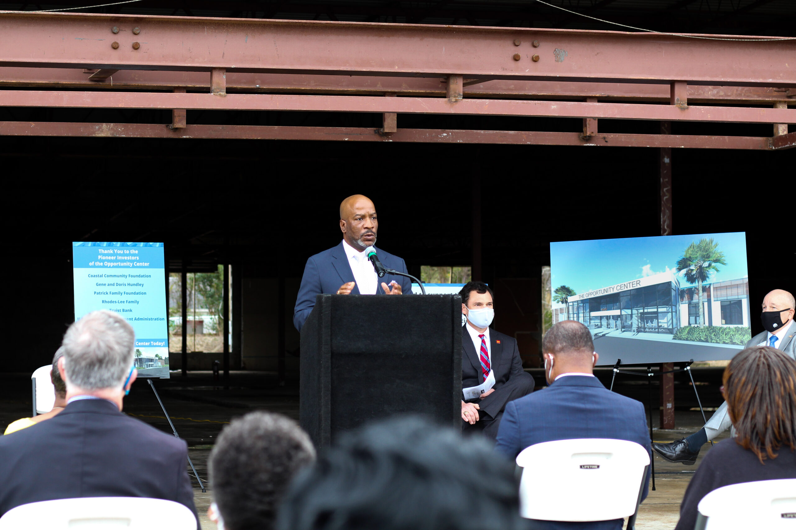 Darrin Goss, CEO of CCF, talks about the Opportunity Center at Groundbreaking event in 2021